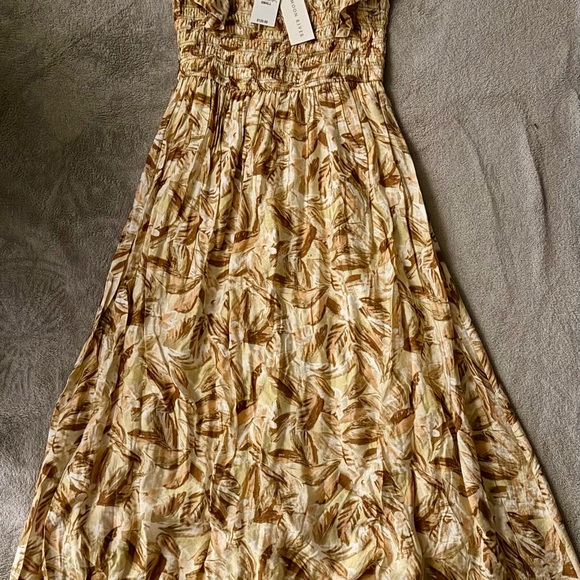 Moon River Dresses & Skirts - Moon River Cream and Brown Maxi Sundress with Spaghetti Straps